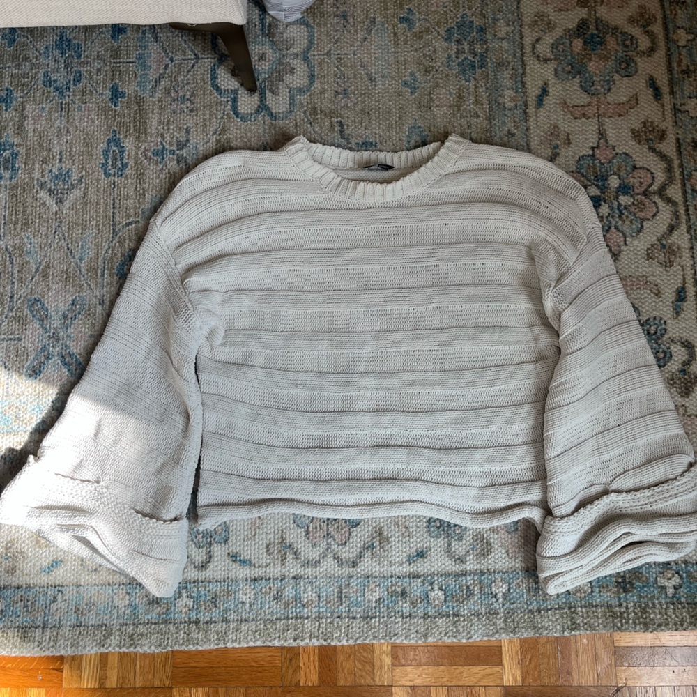 Show Me Your MuMu Cream Ribbed Crewneck Sweater